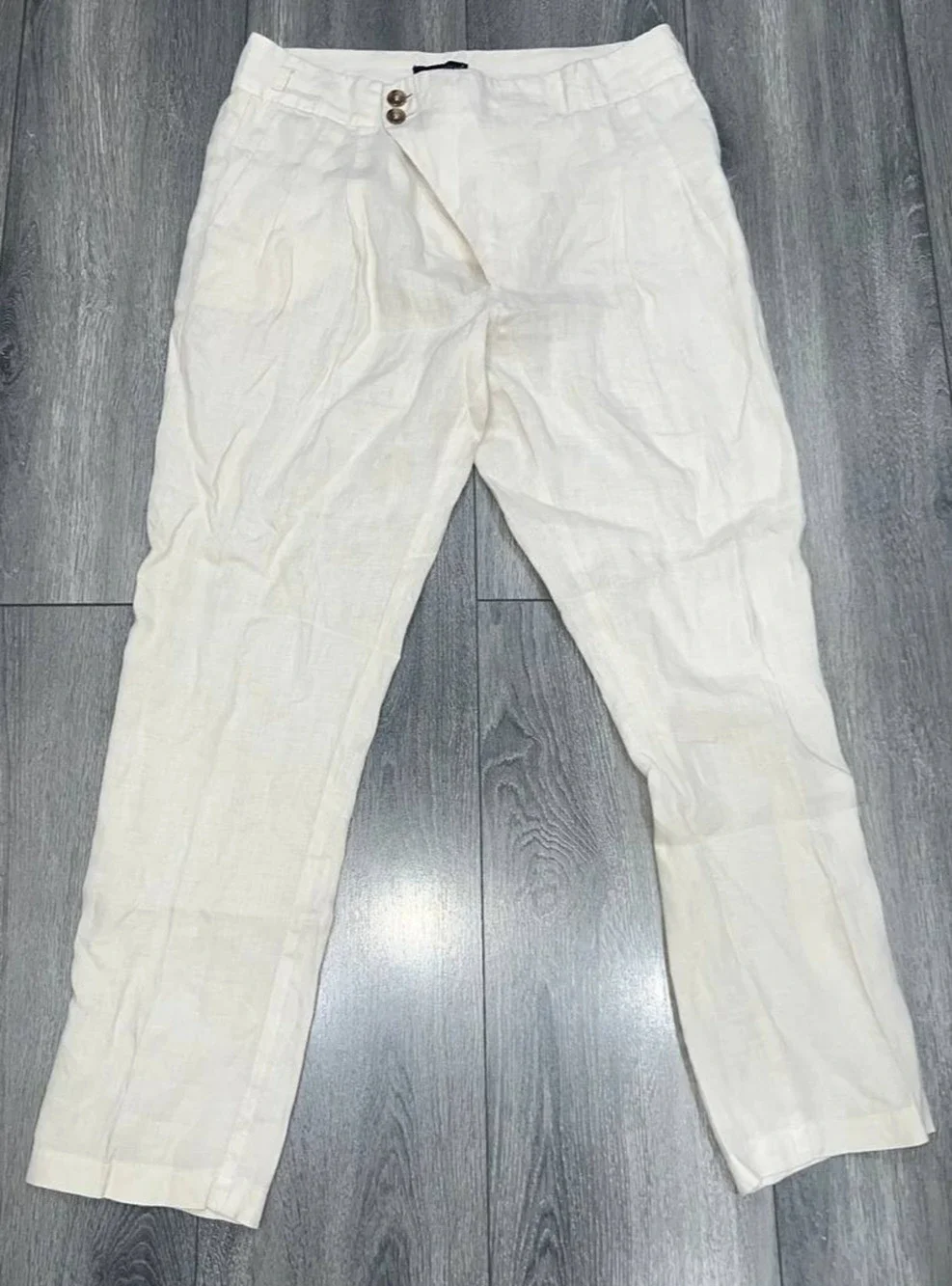 Peter Elliot Pants linen side button White Sz 44 A006993